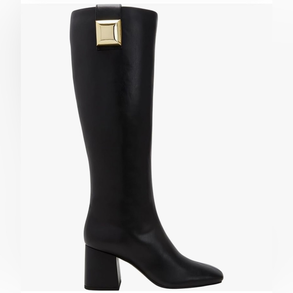 Katy Perry Black Knee-High Boots with Gold Accent Size 5